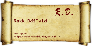 Rakk Dávid névjegykártya